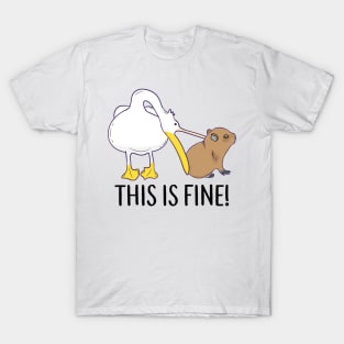 This is fine Meme funny Capybara dog Pelican Nihilism T-Shirt